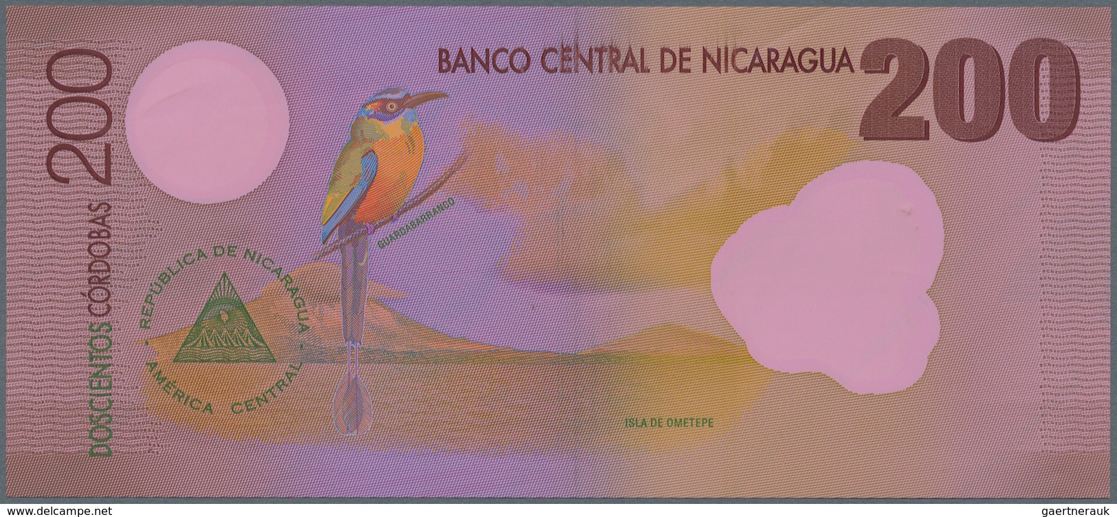 Nicaragua: Specimen Banknote POLYMER Proof Print - Nicaragua 200 Cordobas 2007 P. 205, Printing Stag - Nicaragua