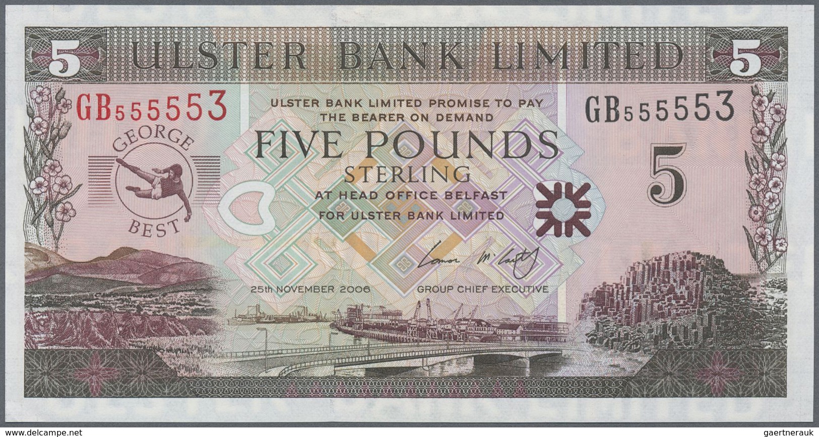 Northern Ireland / Nordirland: Ulster Bank Limited 2006 5 Pounds (George Best), P.339 Almost Solid G - Other & Unclassified