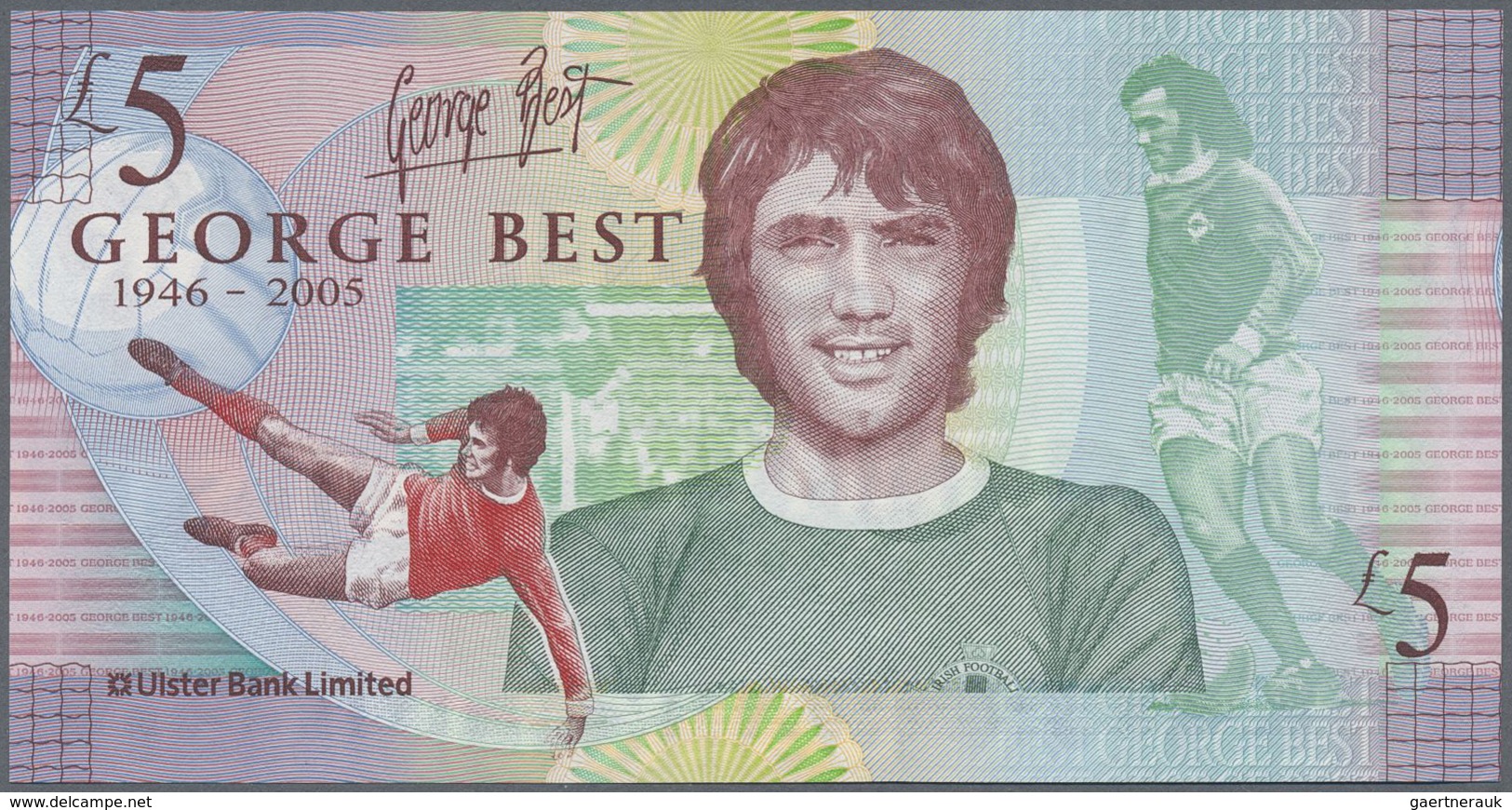 Northern Ireland / Nordirland: Ulster Bank Limited 2006 5 Pounds (George Best), P.339 Almost Solid G