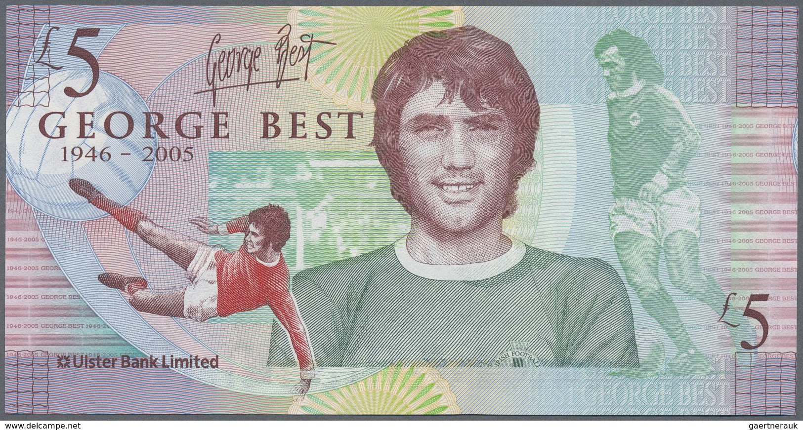 Northern Ireland / Nordirland: Ulster Bank Limited 2006 5 Pounds (George Best), P.339 Almost Solid G