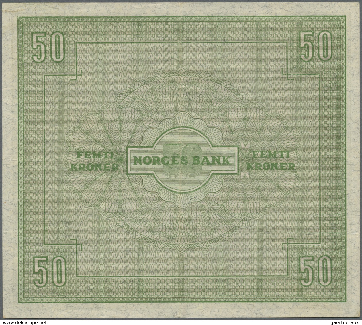 Norway / Norwegen: 50 Kroner 1945 P. 27a, Used With Center Fold And Light Creases In Paper, No Holes - Noruega