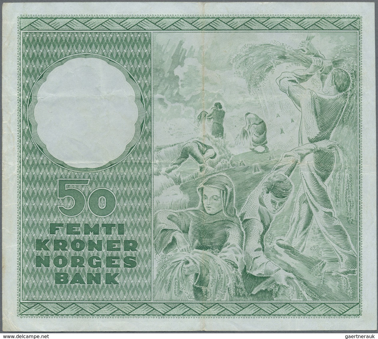 Norway / Norwegen: 50 Kroner 1959 P. 32c, Vertical And Horizontal Folds, No Holes Or Tears, Still Cr - Norway