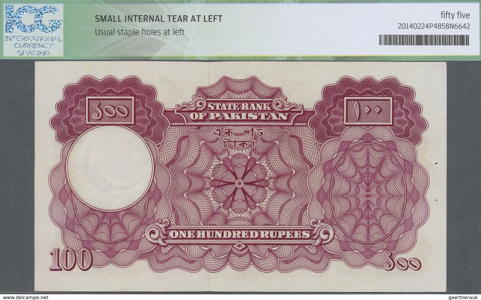 Pakistan: 100 Rupees ND(1953), P.14b In Almost Perfect Condition With A Few Minor Spots And Pinholes - Pakistan