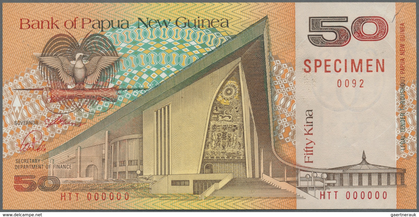 Papua New Guinea: Set Of 2 Specimen Notes 10 And 50 Kina (ND1981-91) P. 9s, 11s, Both In Condition: - Papua New Guinea