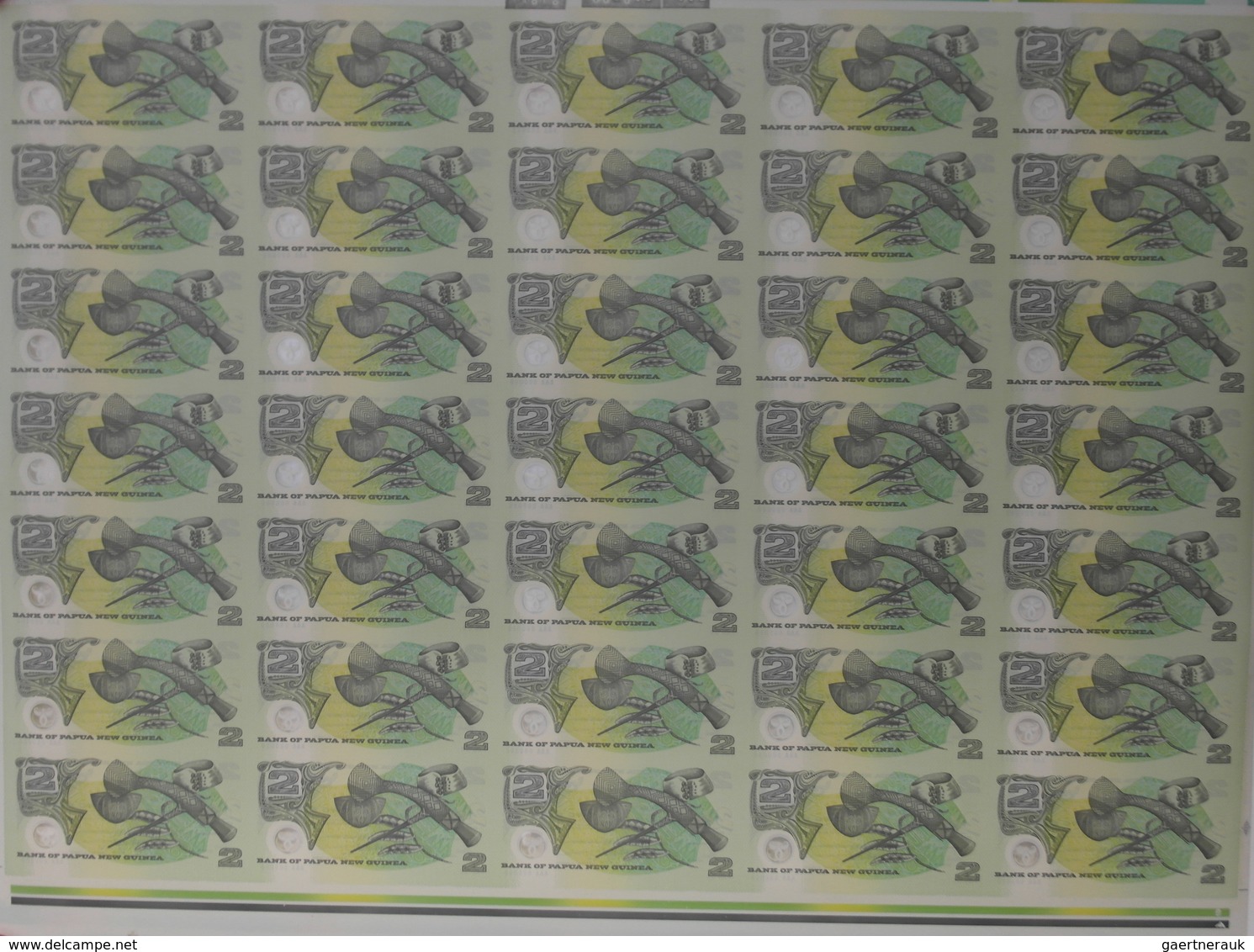 Papua New Guinea: Uncut Sheet Of 35 Pcs 2 Kina "20th Anniversary" P. 15 In Condition: UNC. (35 Pcs U - Papua New Guinea