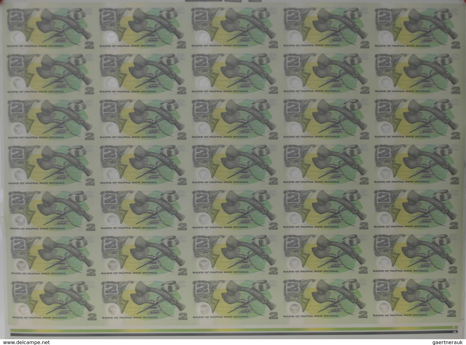 Papua New Guinea: Very Rare Uncut Sheet Of 35 Pcs 2 Kina Specimen P. 16s In Condition: UNC. (35 Pcs - Papua New Guinea