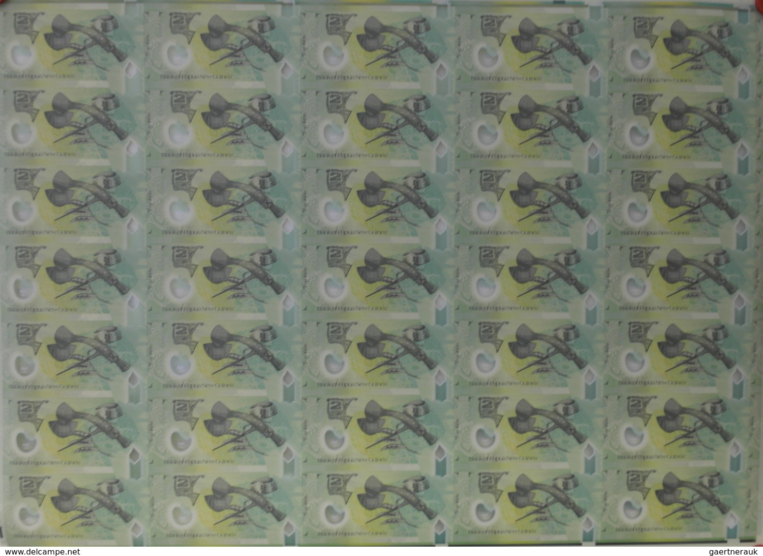 Papua New Guinea: Uncut Sheet Of 35 Pcs 2 Kina 2007 P. 28a In Condition: UNC. (35 Pcs Uncut) - Papua New Guinea