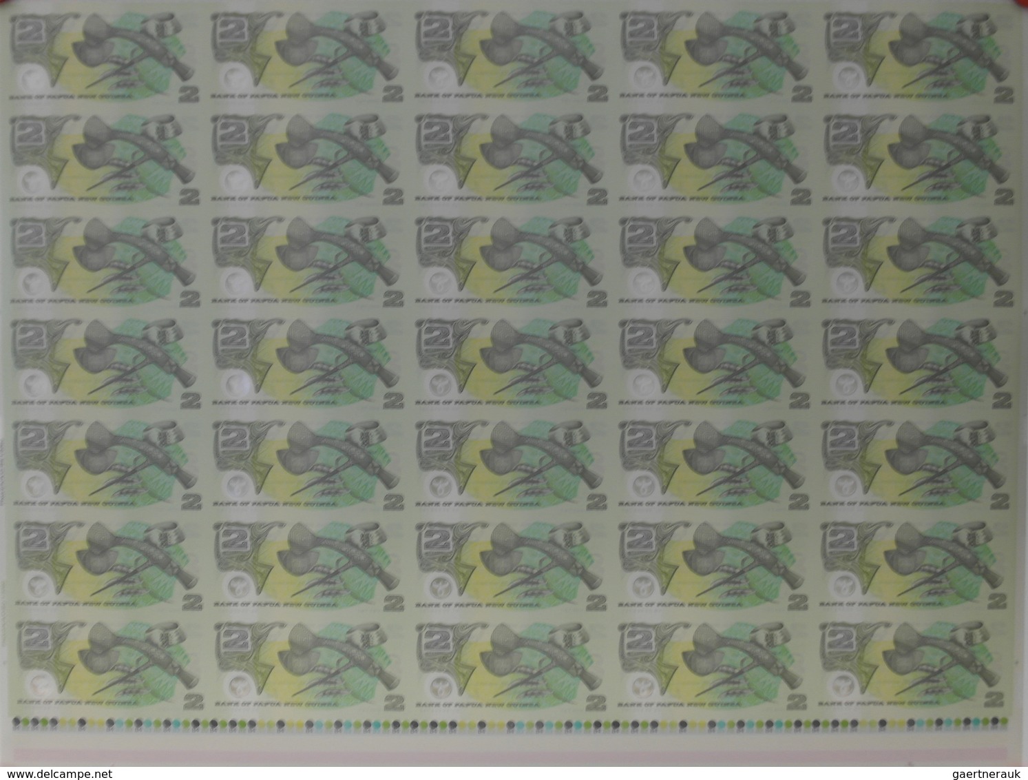 Papua New Guinea: Uncut Sheet Of 35 Pcs 2 Kina Commemorative "25th Anniversary" ND(2000) P. 23 In Co - Papua New Guinea
