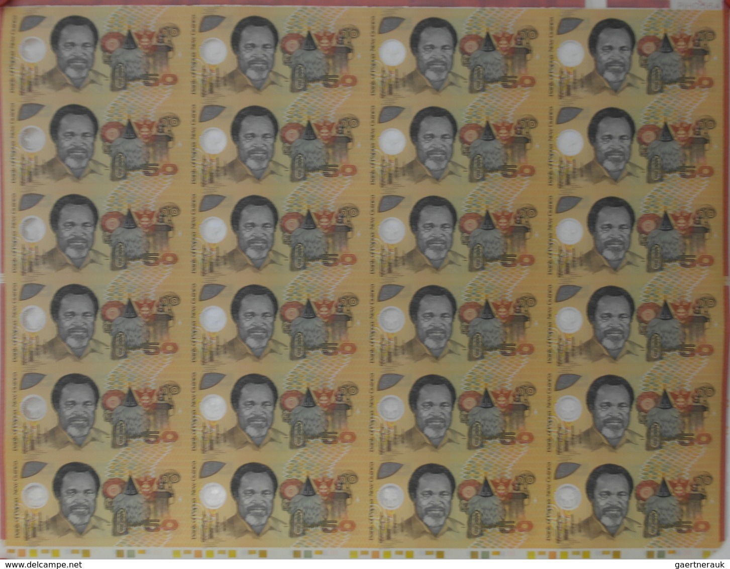 Papua New Guinea: Uncut Sheet Of 24 Pcs 50 Kina 1999 Specimen P. 18s In Condition: UNC. (24 Pcs Uncu - Papua New Guinea