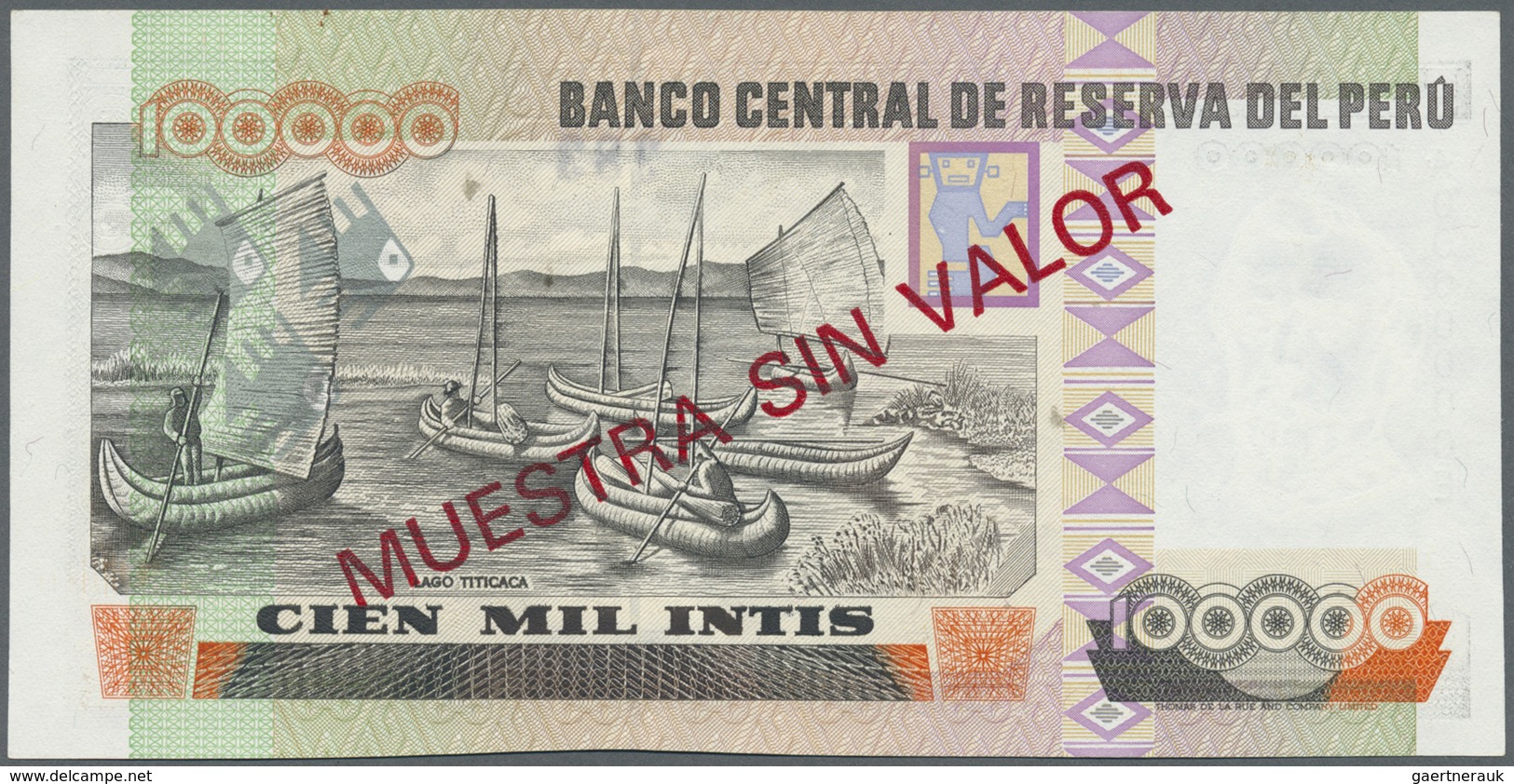 Peru: 100.000 Intis 1988 Specimen P. 144As In Condition: UNC. - Peru