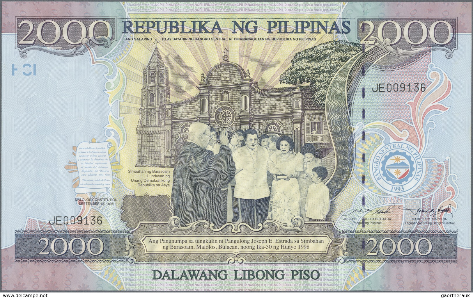 Philippines / Philippinen: Original Folder With The 2000 Piso 1989, P.189a In UNC Condition - Philippines