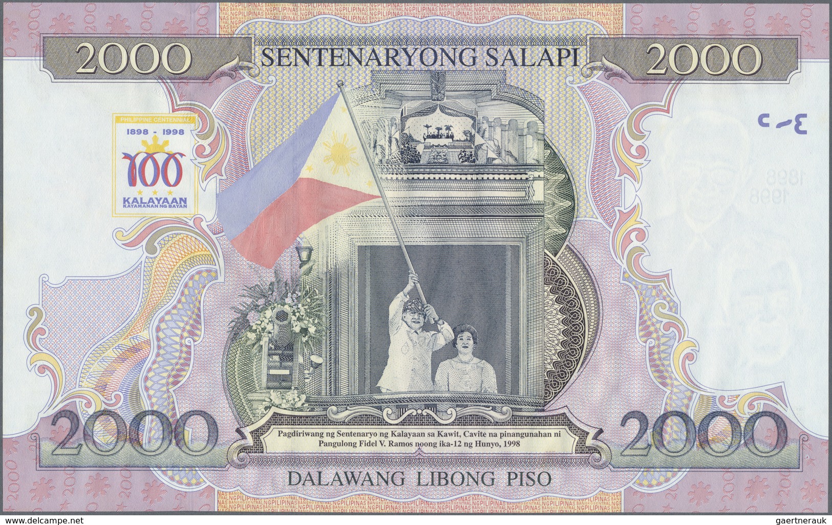 Philippines / Philippinen: Original Folder With The 2000 Piso 1989, P.189a In UNC Condition - Philippines