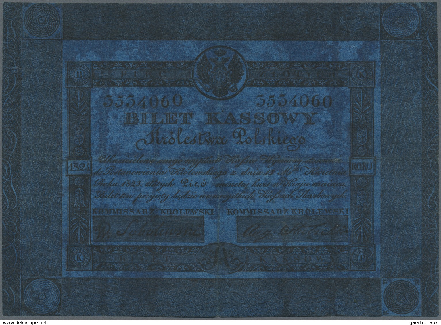 Poland / Polen: 5 Zlotych 1824, P.A15, Extraordinary Rare Note In Great Original Shape, Several Fold - Poland