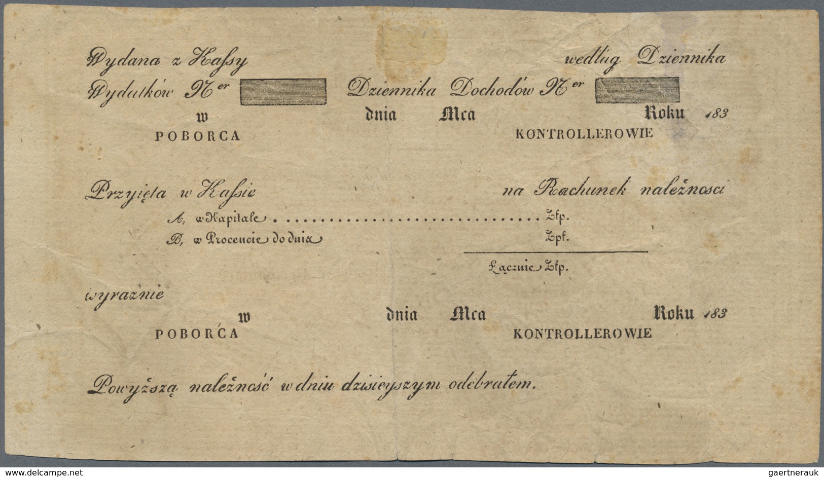 Poland / Polen: 200 Zlotych 1831 Assignat, P.A18A, Rare Note With Still Crisp Paper, Lightly Yellowe - Poland