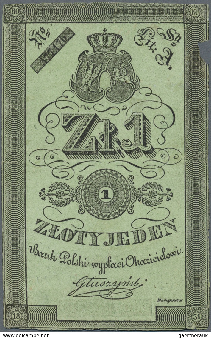 Poland / Polen: 1 Zloty 1831, P.A22, Small Missing Part At Upper Right Border, Otherwise A Few Spots - Poland