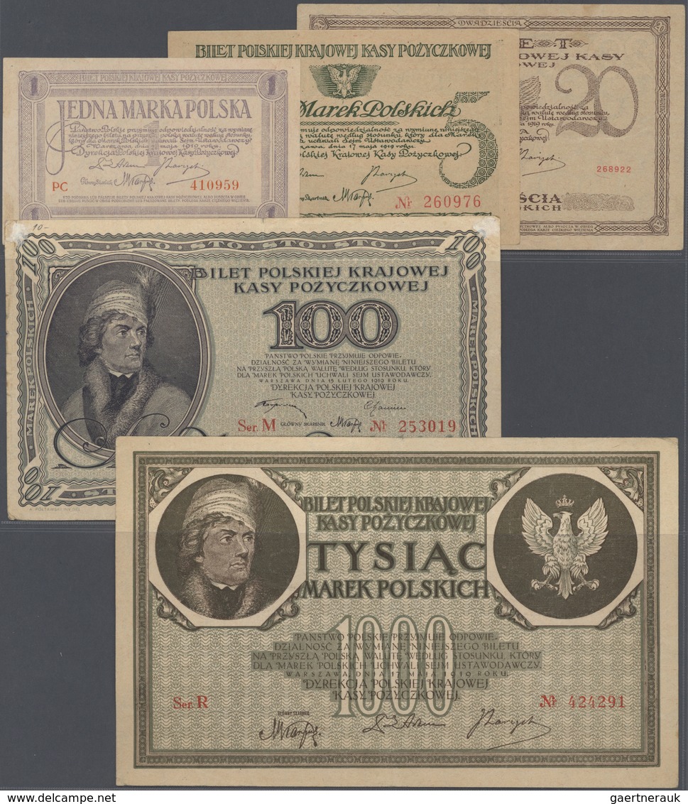 Poland / Polen: Lot With 17 Banknotes Of The 1919 Republic Issue, Comprising 2 X 100 Marek Polskich - Poland