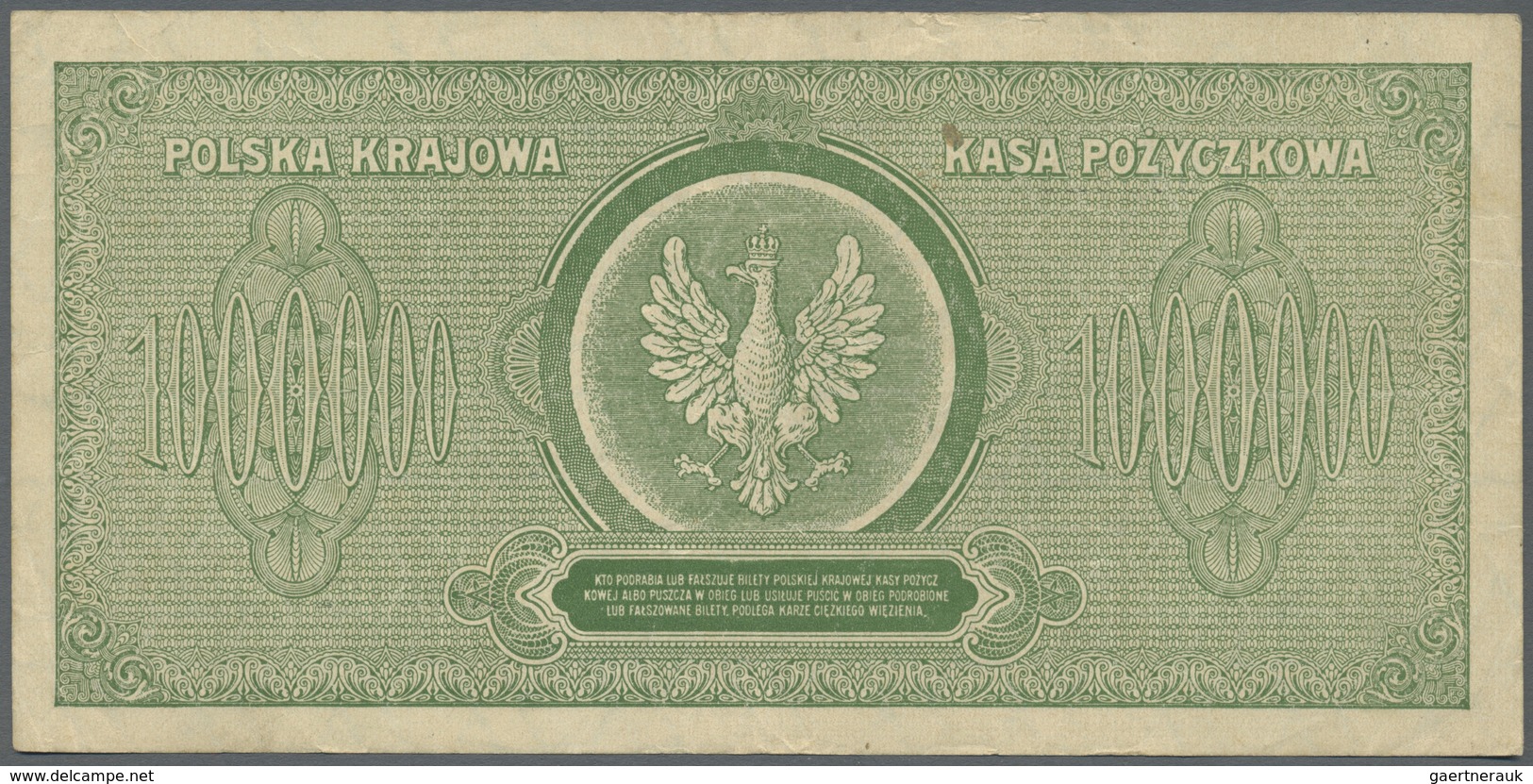 Poland / Polen: 1 Million Marek Polskich 1923, P.37, Vertically Folded, Some Other Minor Creases And - Poland