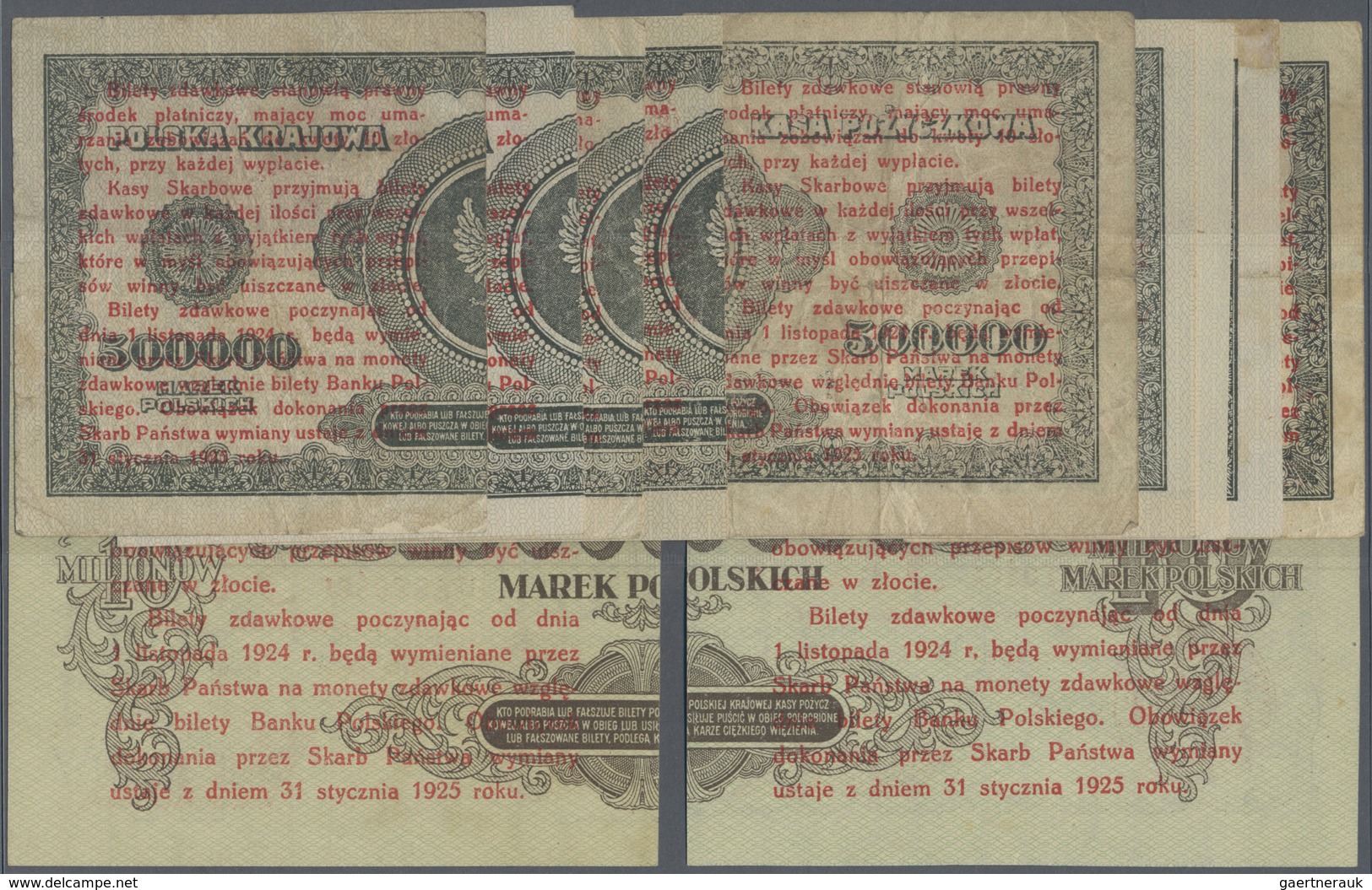 Poland / Polen: Very Nice Set With 11 Banknotes Of The 1924 Provisional "Cut In Half" Bilet Zdawkowy - Poland