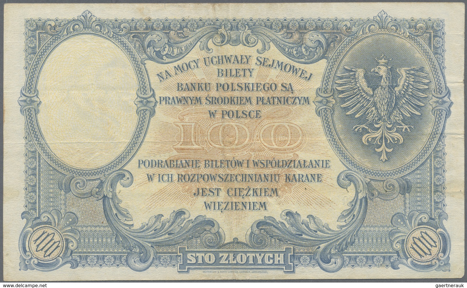 Poland / Polen: Pair With 100 Zlotych 1919 P.57 (F-) And 500 Zlotych 1919 P.58 In VF (small Border T - Poland