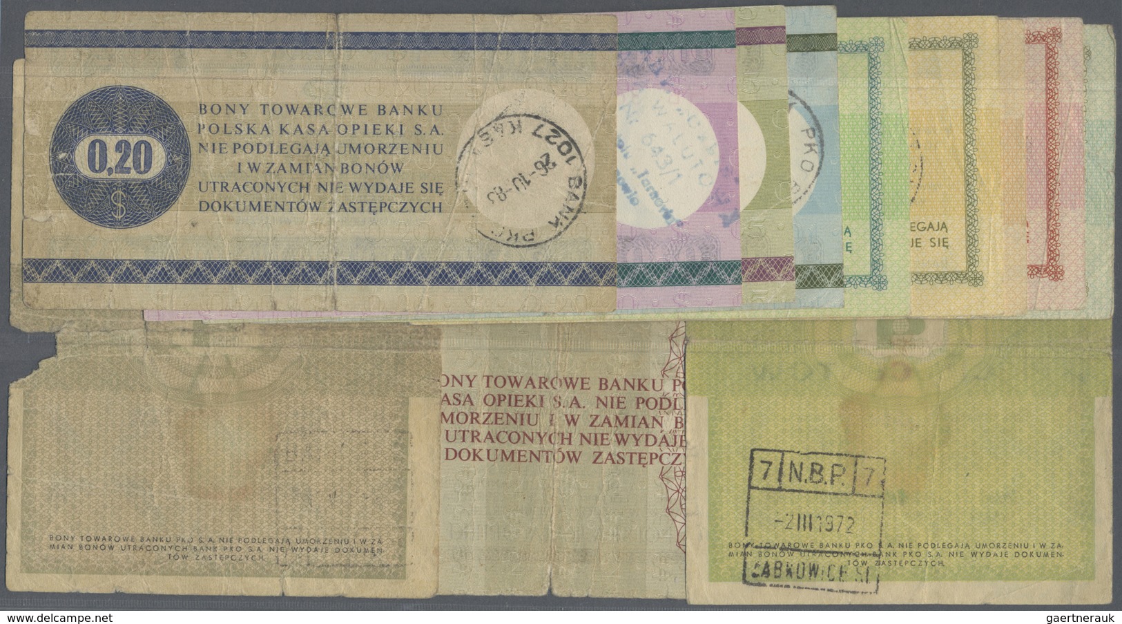 Poland / Polen: Set With 13 Notes Of The BON TOWAROWY Series With 5 And 10 Cents 1960 P.FX12-13 /VG, - Poland