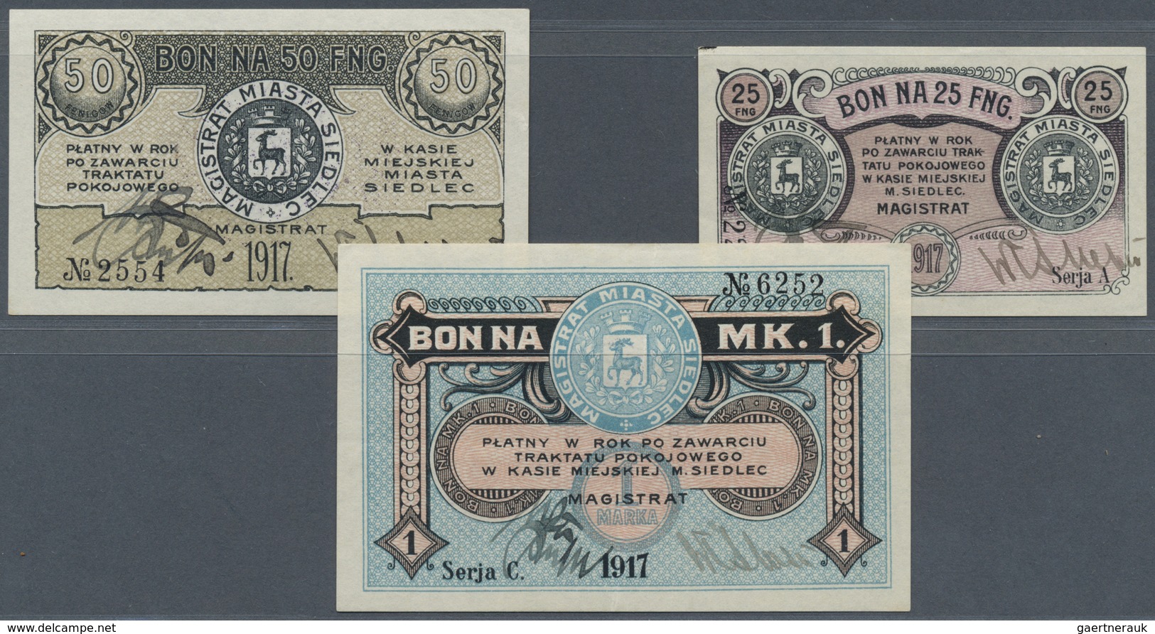 Poland / Polen: Siedlce, Set With 3 Pcs. Notgeld "Magistrat Miasta Siedlec" Containing 25 And 50 Fen - Poland