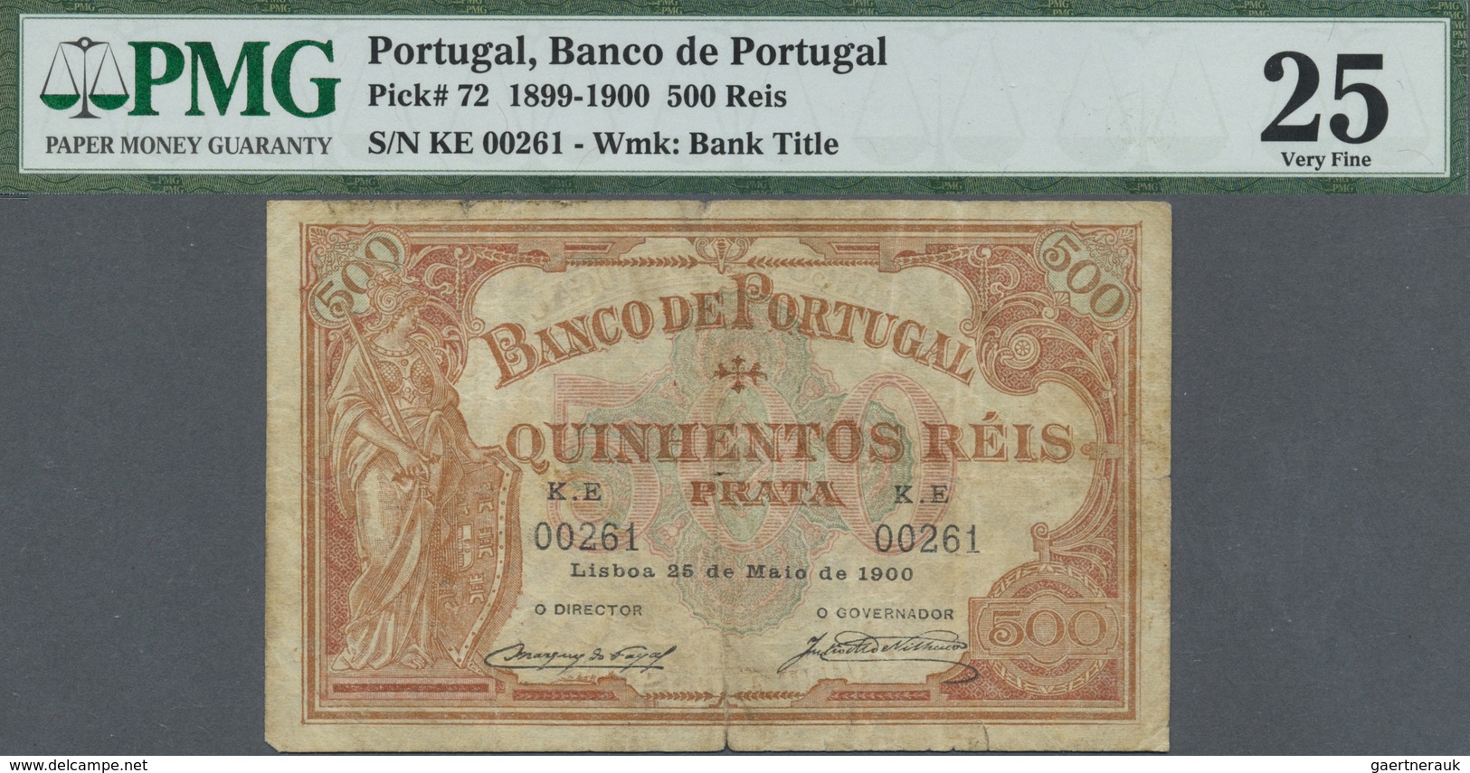 Portugal: Banco De Portugal 500 Reis 1900, P.72, Stained Paper With Several Folds, Tiny Hole At Cent - Portogallo