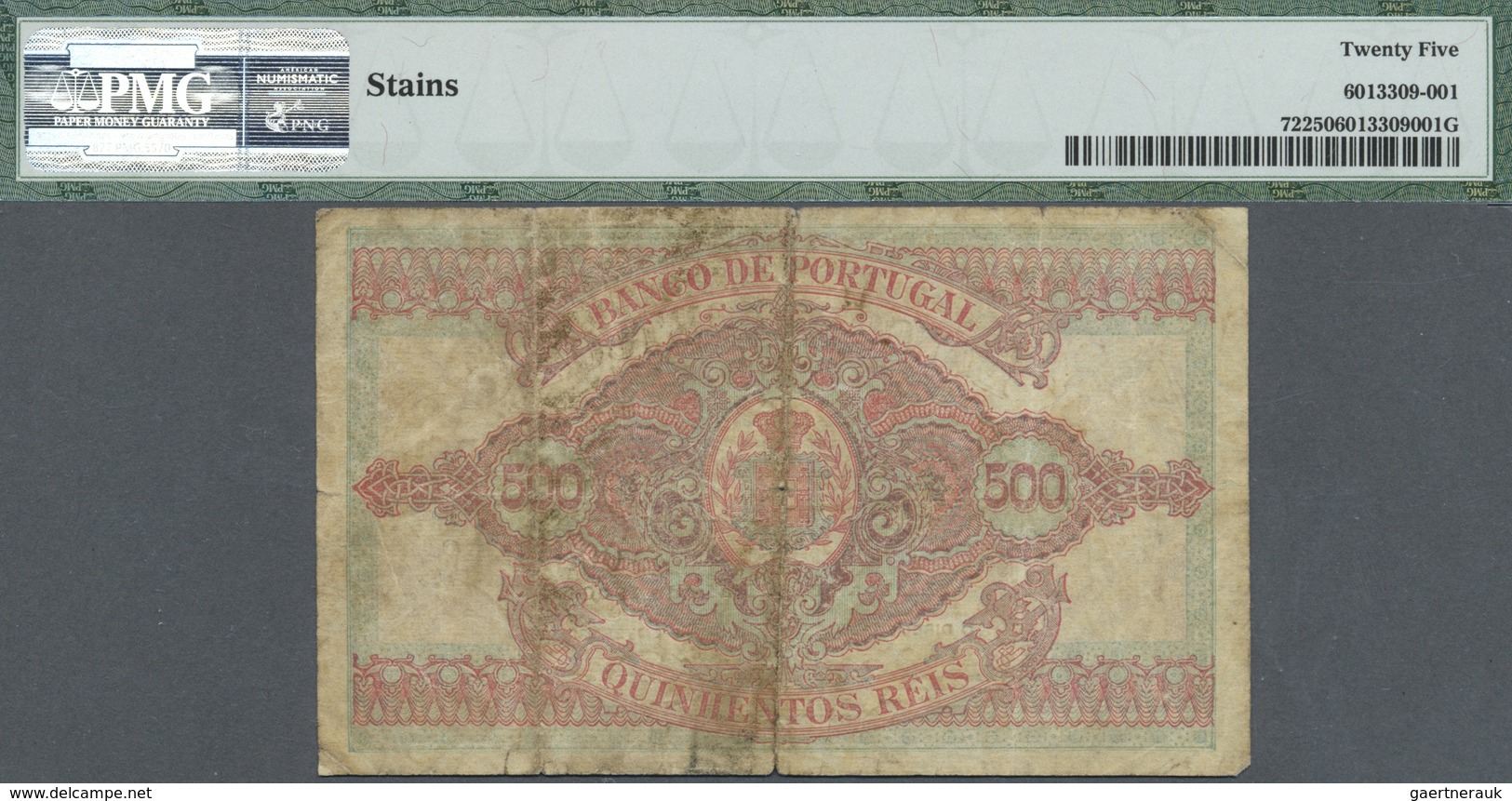 Portugal: Banco De Portugal 500 Reis 1900, P.72, Stained Paper With Several Folds, Tiny Hole At Cent - Portogallo