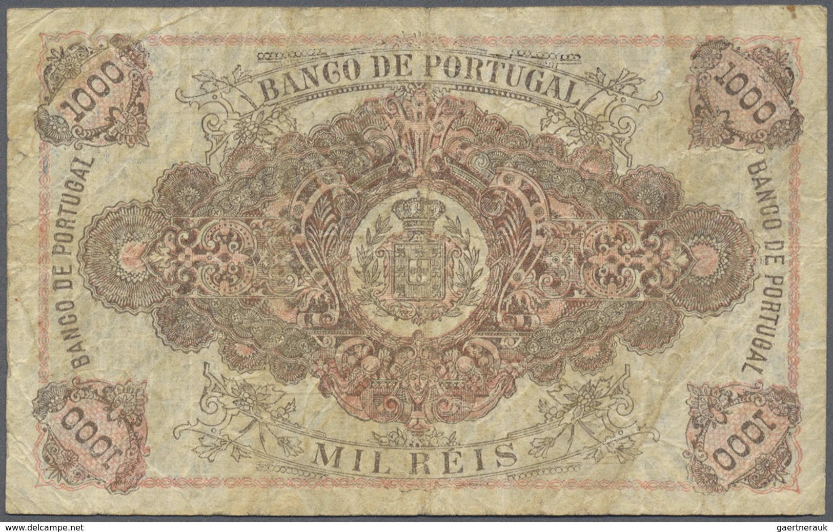 Portugal: 1000 Reis 1896 P. 73, Folds, Creases In Paper, No Holes Or Tears, Original Colors, Conditi - Portugal