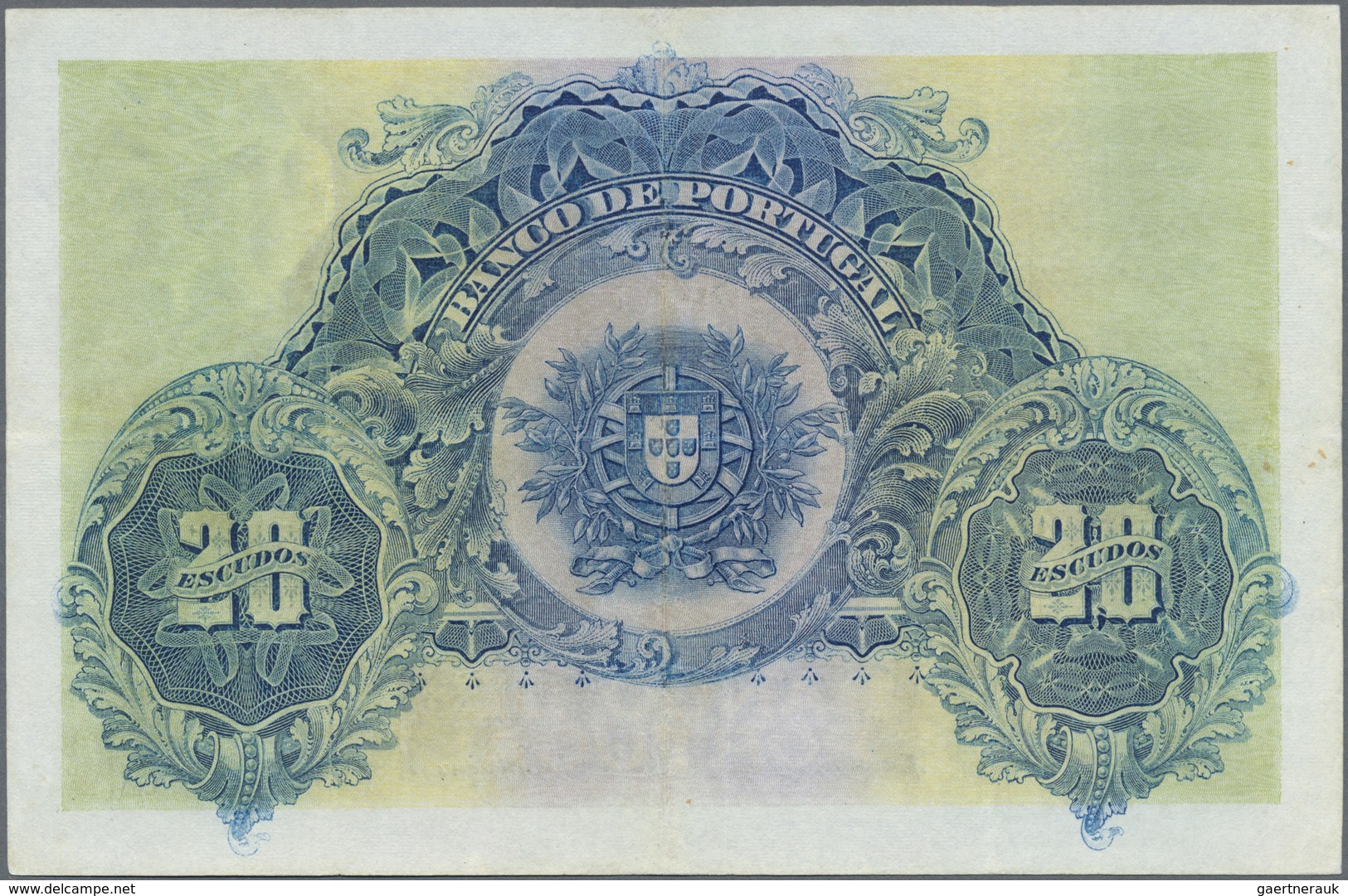 Portugal: 20 Escudos 1915 P. 115b, Pressed, Some Small Repaired Tears At Borders, No Holes, Conditio - Portogallo