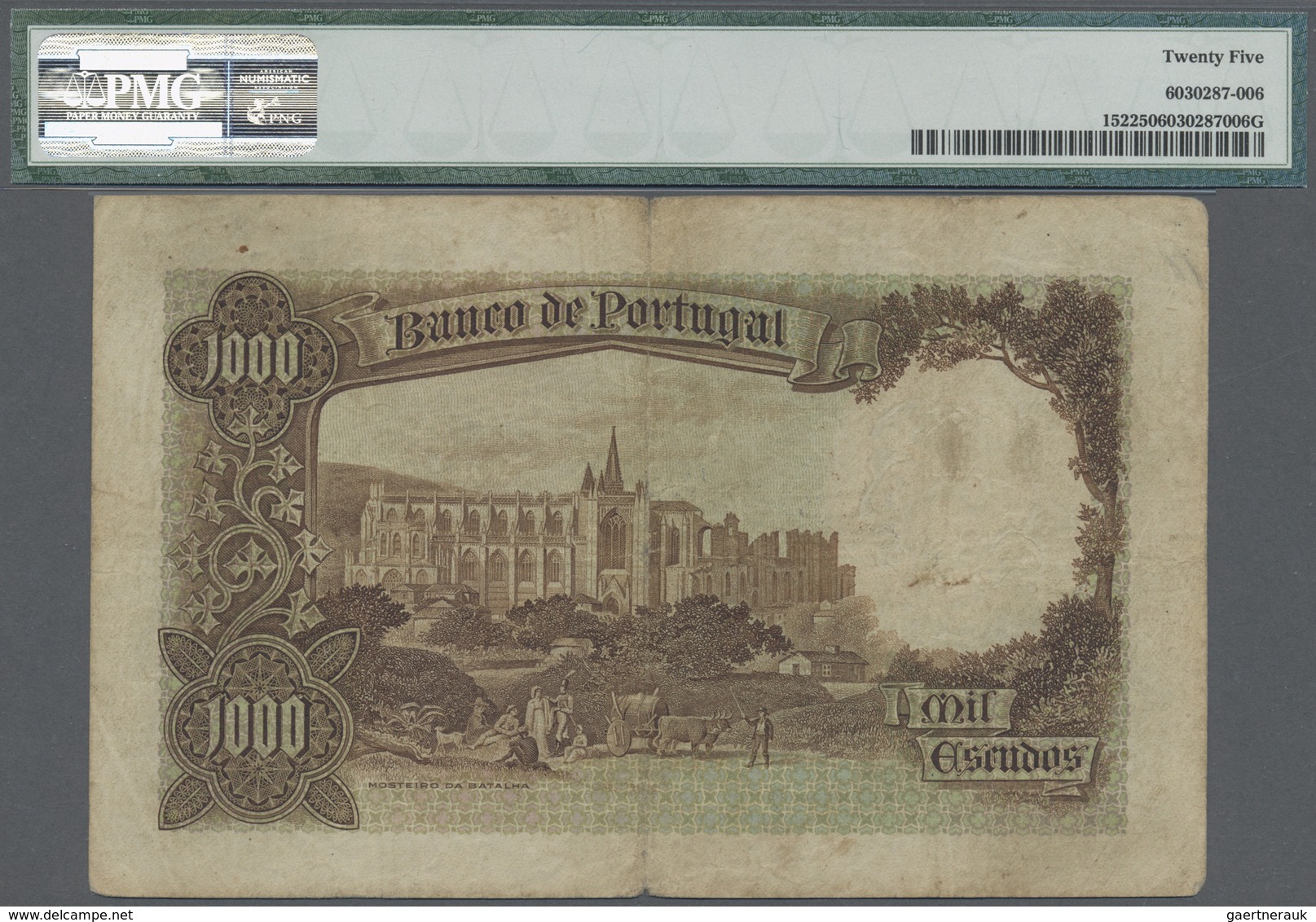 Portugal: 1000 Escudos 1938, Printer W & S, P.152, Toned Paper With Small Tears At Upper And Lower M - Portogallo