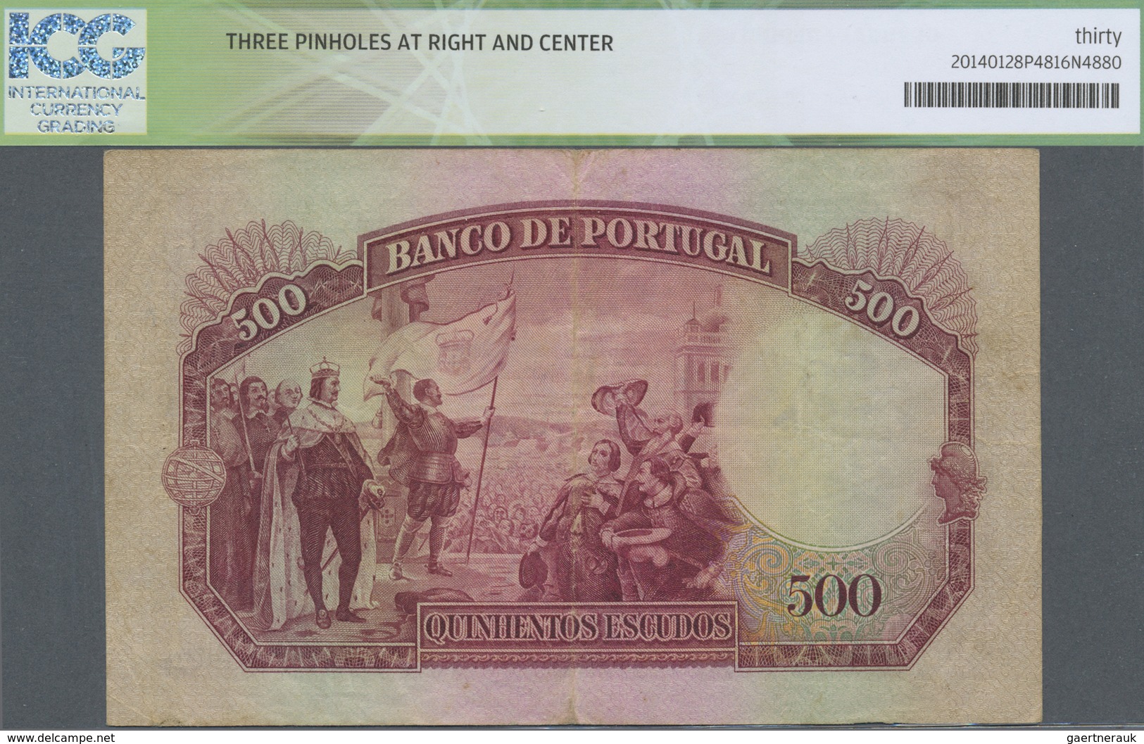 Portugal: 500 Escudos 1952, P.158, Lightly Toned Paper With Vertical Fold At Center And Some Other C - Portugal