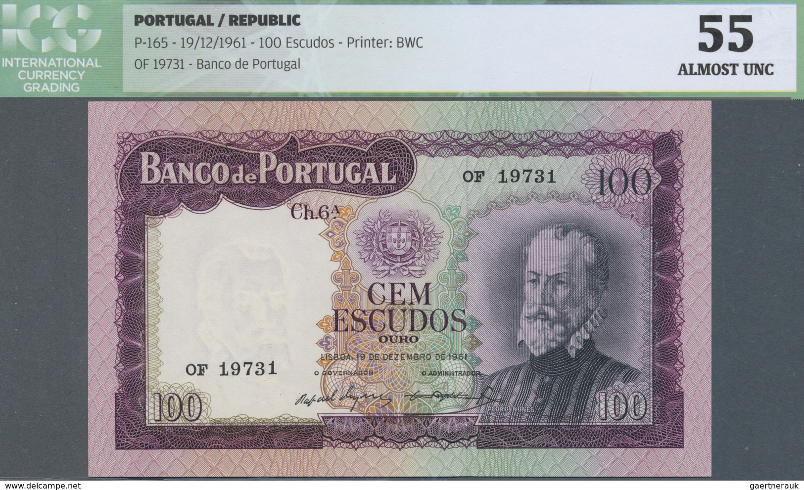 Portugal: 100 Escudos 1961, P.165, ICG Graded 55 Almost UNC - Portogallo