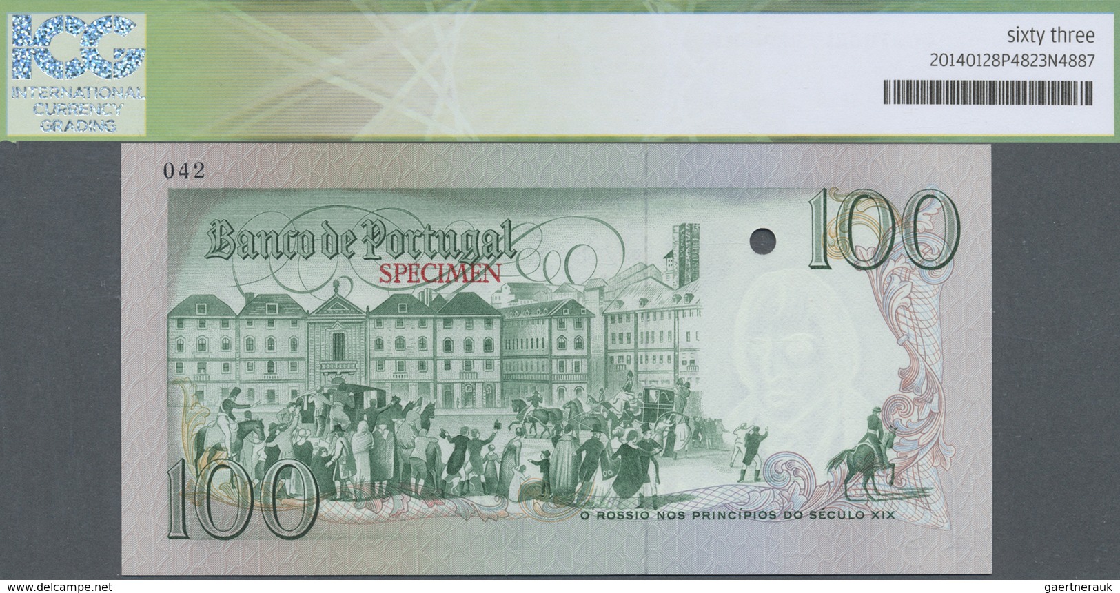 Portugal: 100 Escudos ND(1980) Color Trial SPECIMEN, P.178cts In Perfect Uncirculated Condition, ICG - Portugal