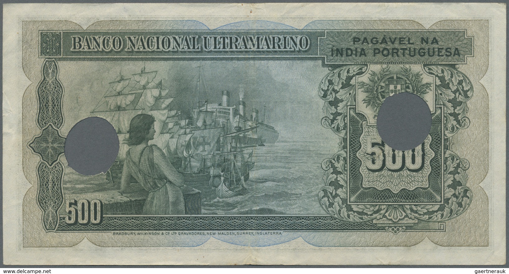 Portuguese India / Portugiesisch Indien: Rare Denomination Of This Series 500 Rupias 1945 P. 40, Hol - India