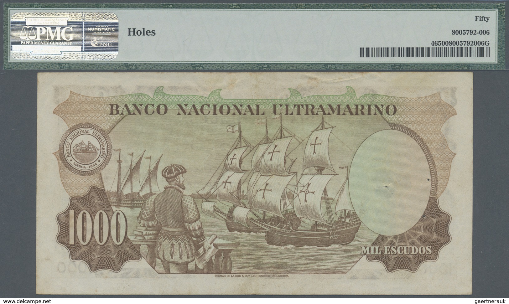 Portuguese India / Portugiesisch Indien: Banco Nacional Ultramariono 1000 Escudos 1959, P.46, Very R - India