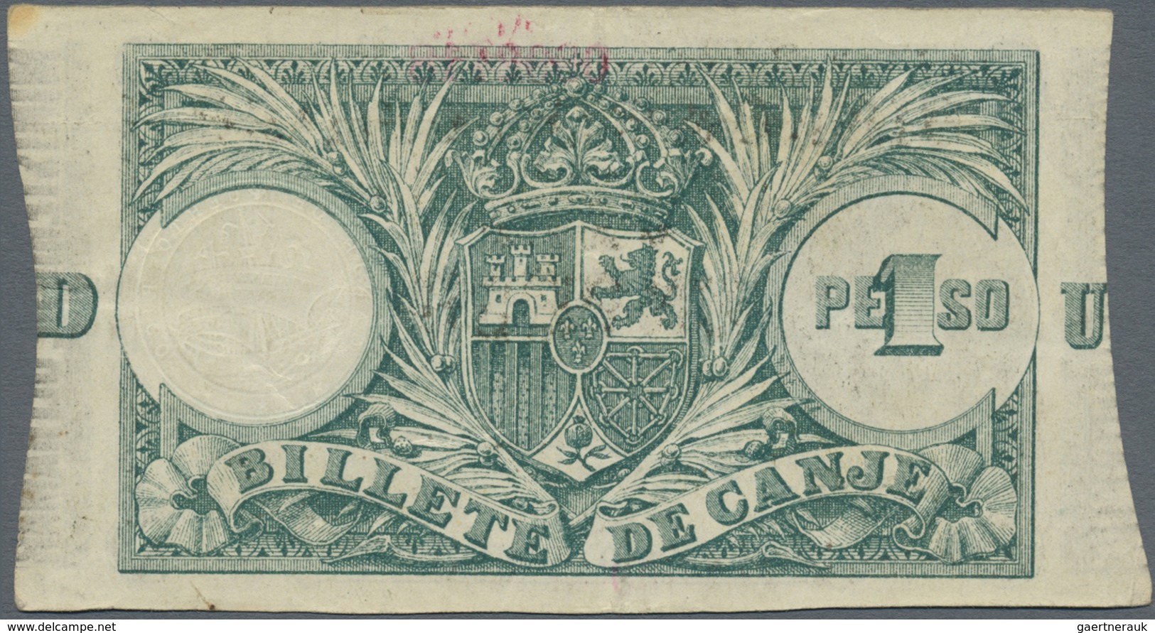 Puerto Rico: 1 Peso 1895 P. 7a, Light Center Fold And Handling In Paper, No Holes Or Tears, Still St - Puerto Rico