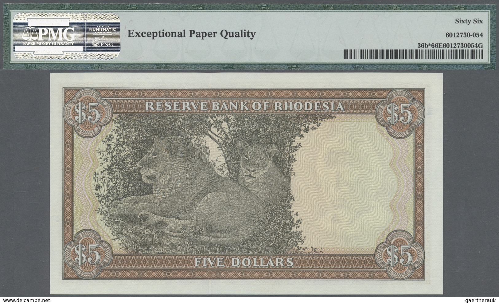 Rhodesia / Rhodesien: 5 Dollars 1978 With Watermark C.Rhodes And Replacement Series With Serial Lett - Rhodesia