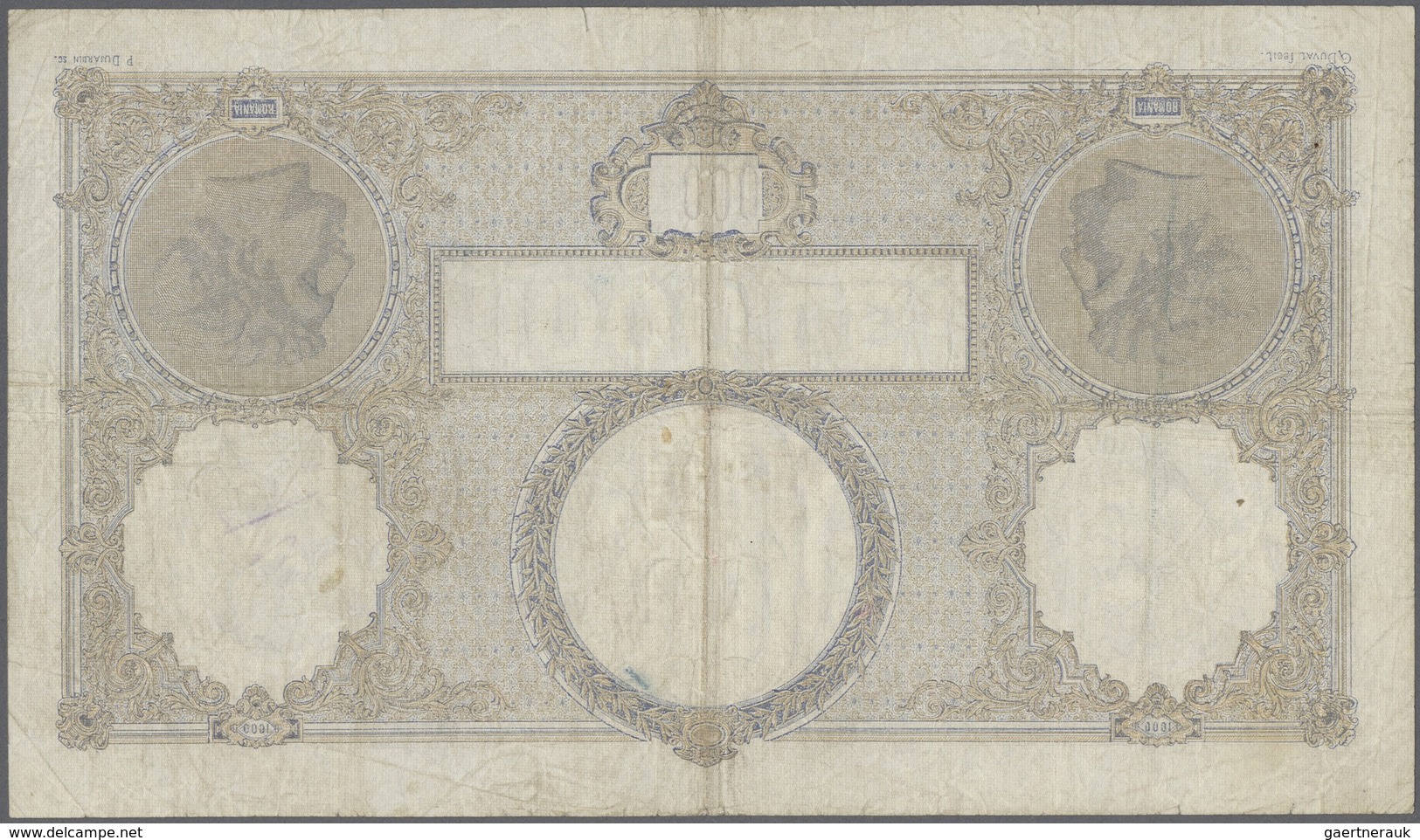 Romania / Rumänien: 1000 Lei 1933 P. 34a, Stronger Center Fold, Corner Folding, Creases And Staining - Romania