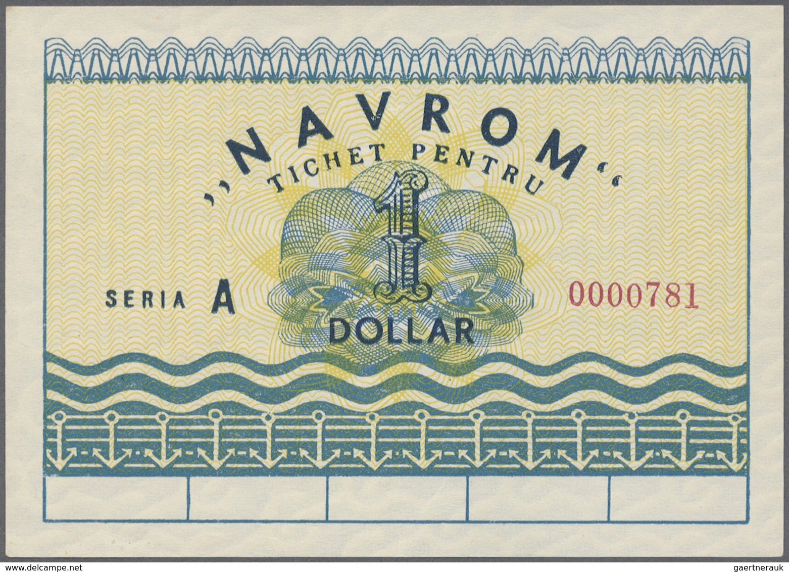 Romania / Rumänien: 1 Dollar Navrom Serie A ND, P. NL., Only One Light Dint At Lower Border, Conditi - Romania