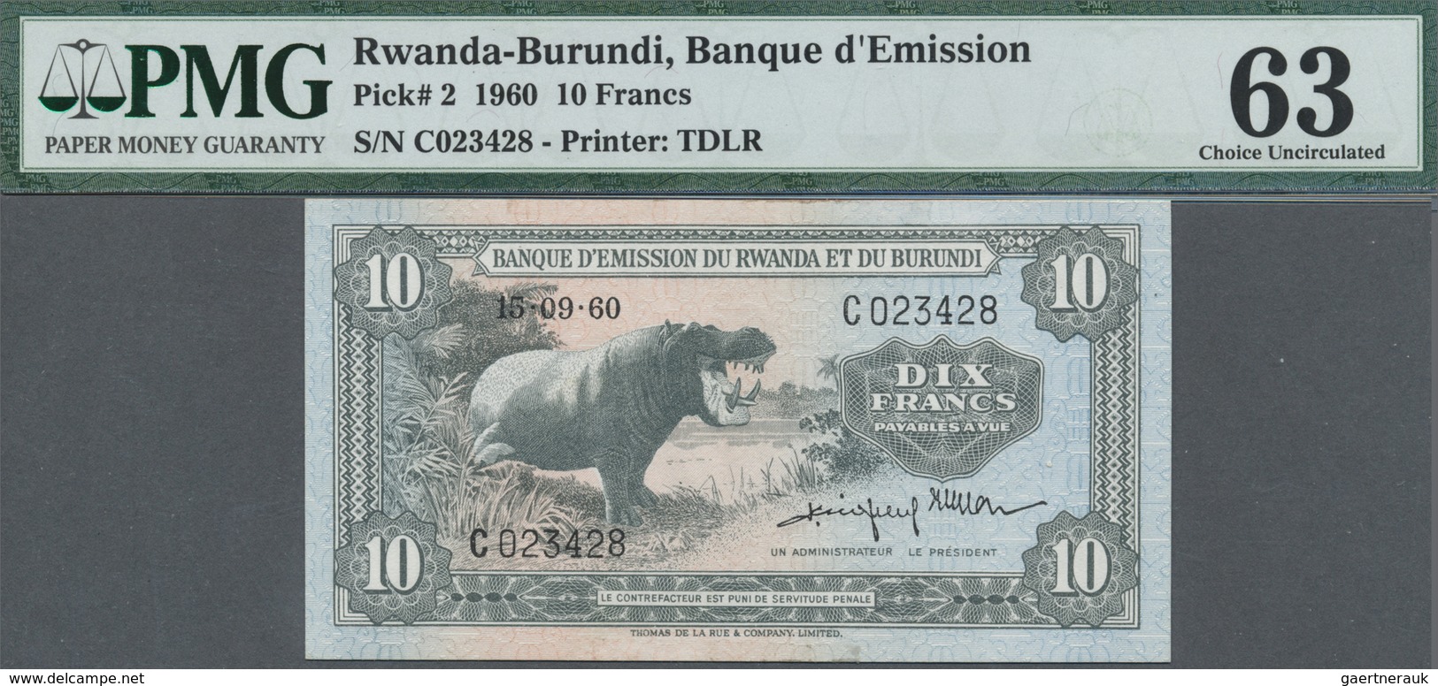 Rwanda-Burundi / Ruanda-Burundi: Banque D'Émission Du Rwanda Et Du Burundi 10 Francs 1960, P.2 In Pe - Ruanda-Urundi