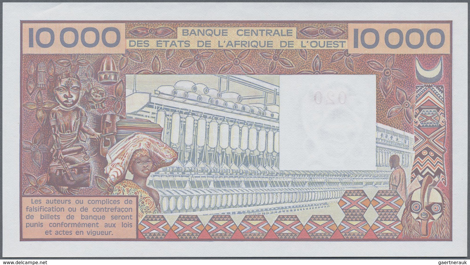 Senegal: West African States Letter "K" For Senegal 10.000 Francs ND(1977-92) Specimen With Zero Ser - Senegal