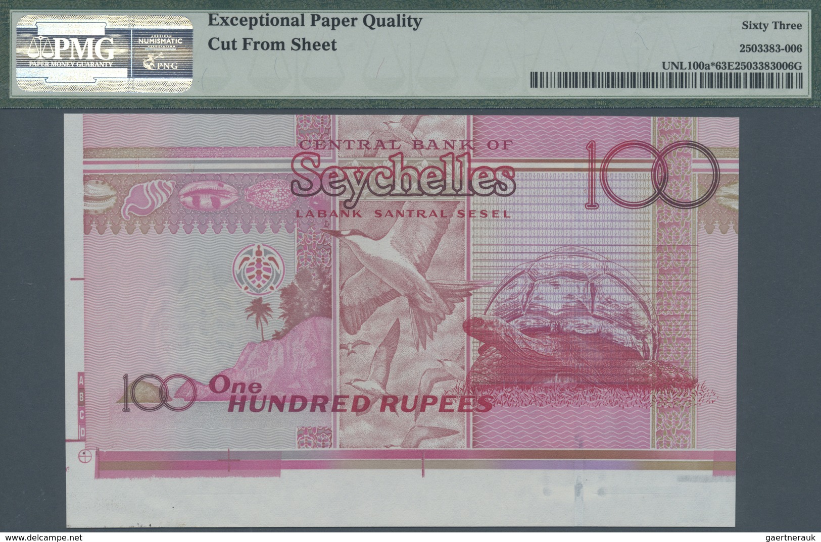 Seychelles / Seychellen: 100 Rupees ND(2013) Replacment Serial Prefix ZZ With Original Border Piece - Seychelles