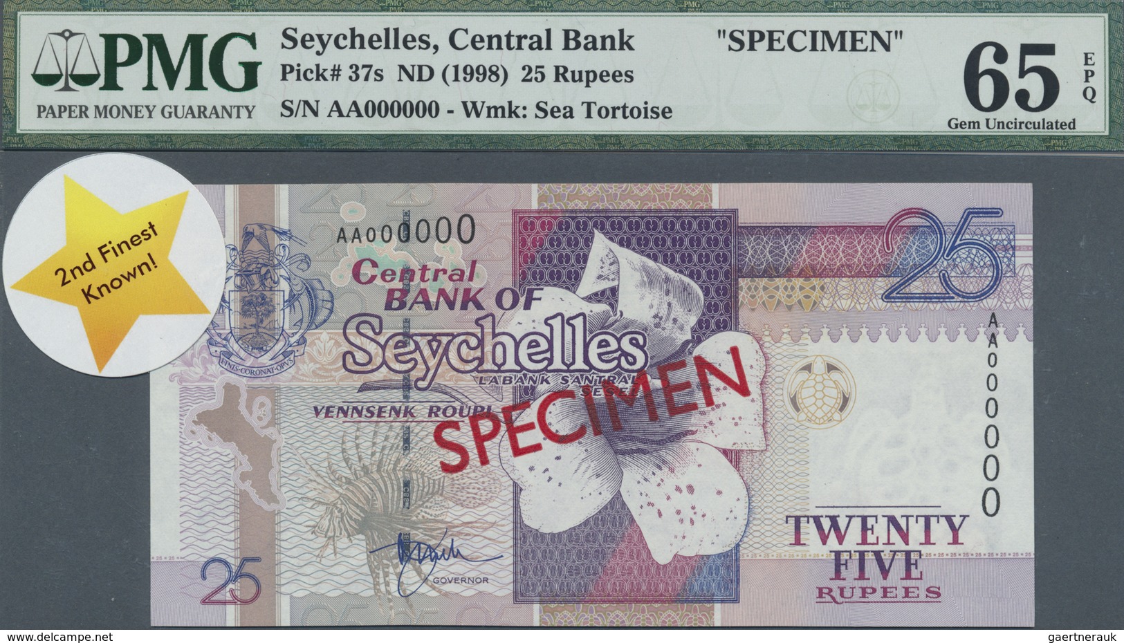 Seychelles / Seychellen: Set Of 4 Specimen Notes Conatining 10 Rupees ND(1998-2010) P. 36s PMG 66 GE - Seychelles