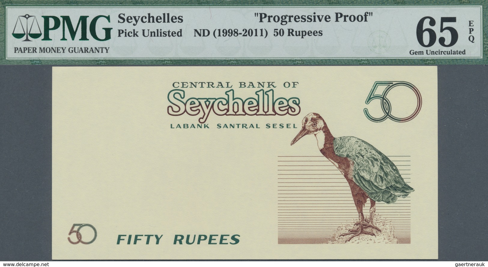Seychelles / Seychellen: 50 Rupees ND Back Proof ND(1998-2011) P. 38p, Condition: PMG 65 EPQ. - Seychelles