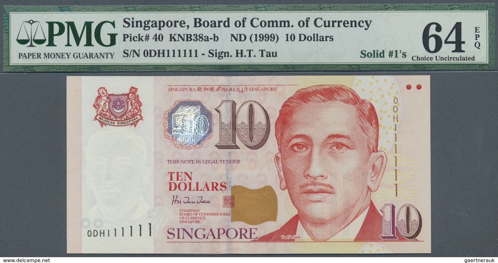 Singapore / Singapur: Large And Rare Set Of 10 Pcs 10 Dollars ND(1999) P. 40, All With Special Numbe - Singapore