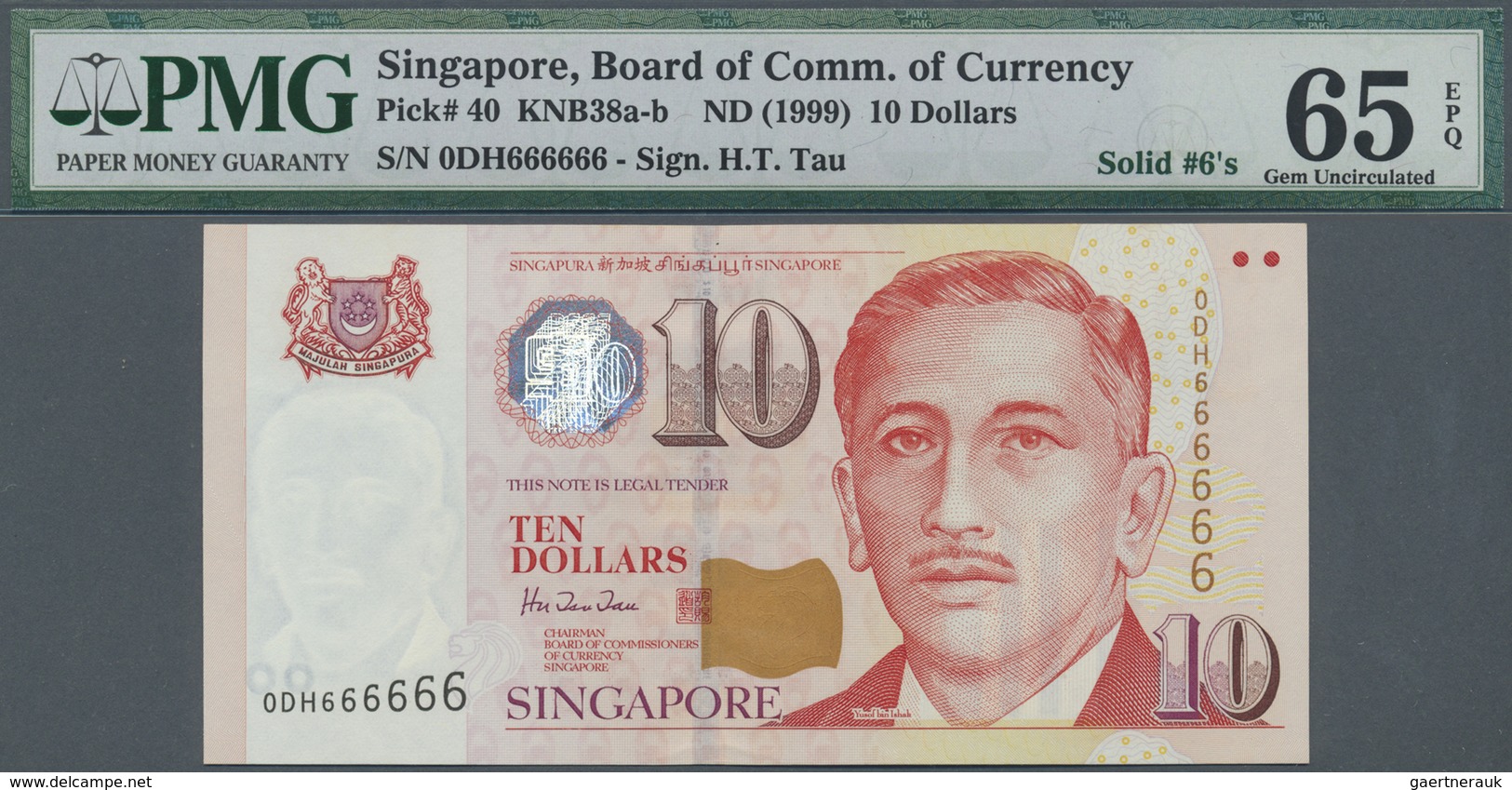 Singapore / Singapur: Large And Rare Set Of 10 Pcs 10 Dollars ND(1999) P. 40, All With Special Numbe - Singapore