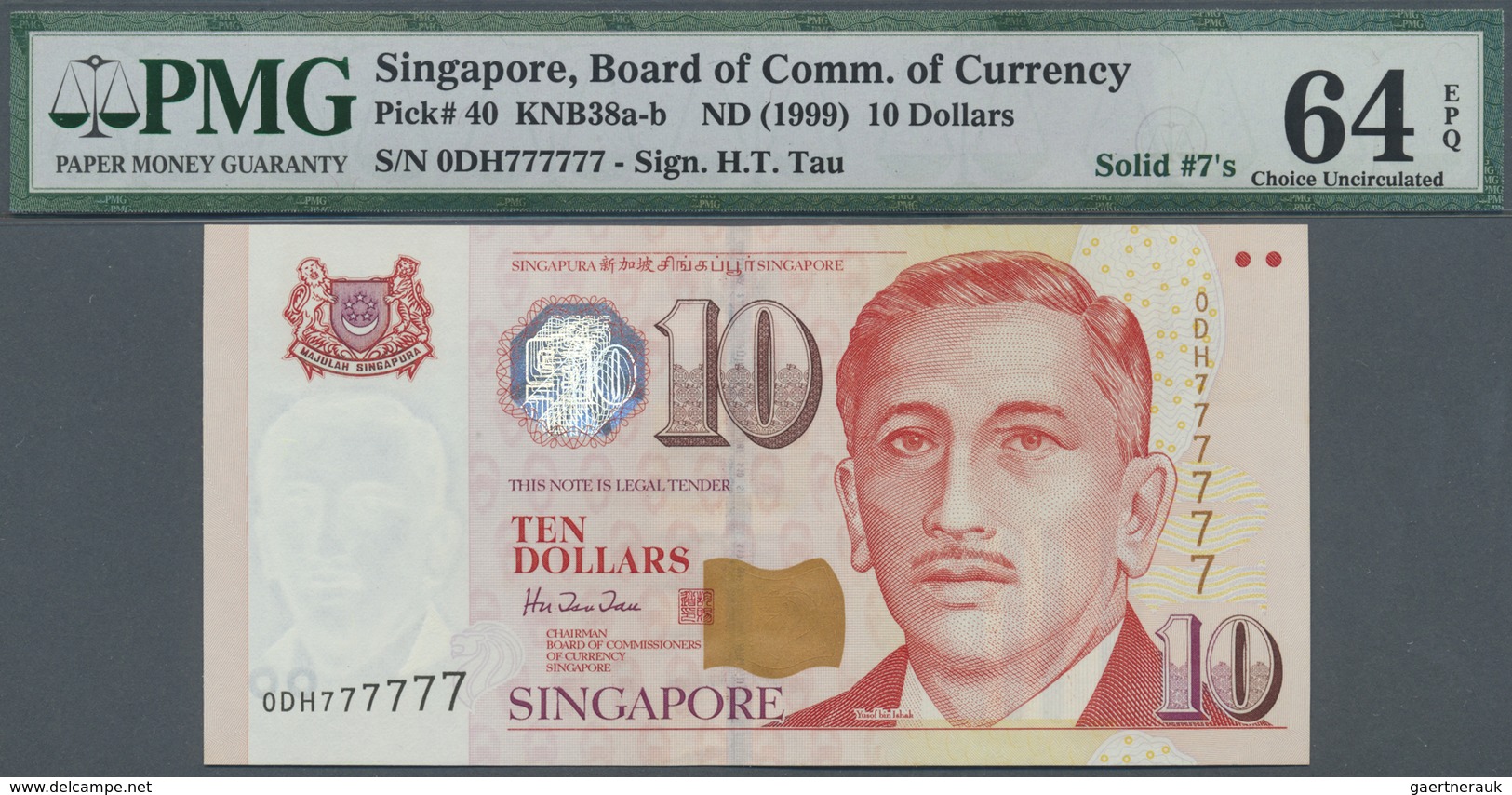 Singapore / Singapur: Large And Rare Set Of 10 Pcs 10 Dollars ND(1999) P. 40, All With Special Numbe - Singapore