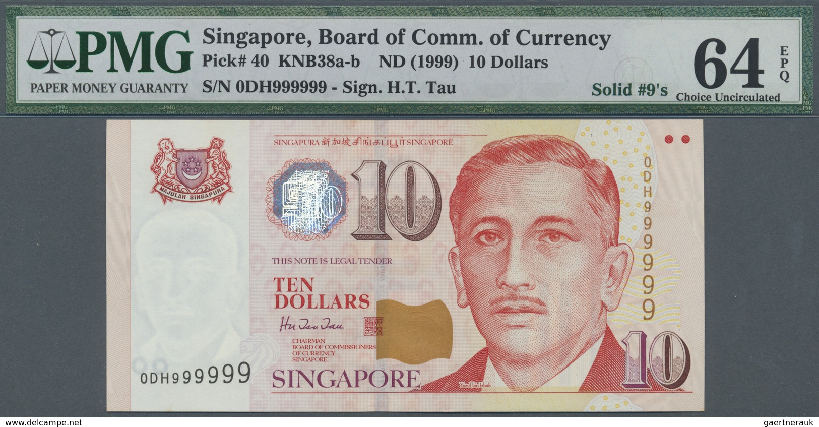 Singapore / Singapur: large and rare set of 10 pcs 10 Dollars ND(1999) P. 40, all with special numbe