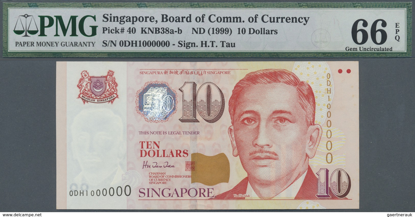 Singapore / Singapur: large and rare set of 10 pcs 10 Dollars ND(1999) P. 40, all with special numbe