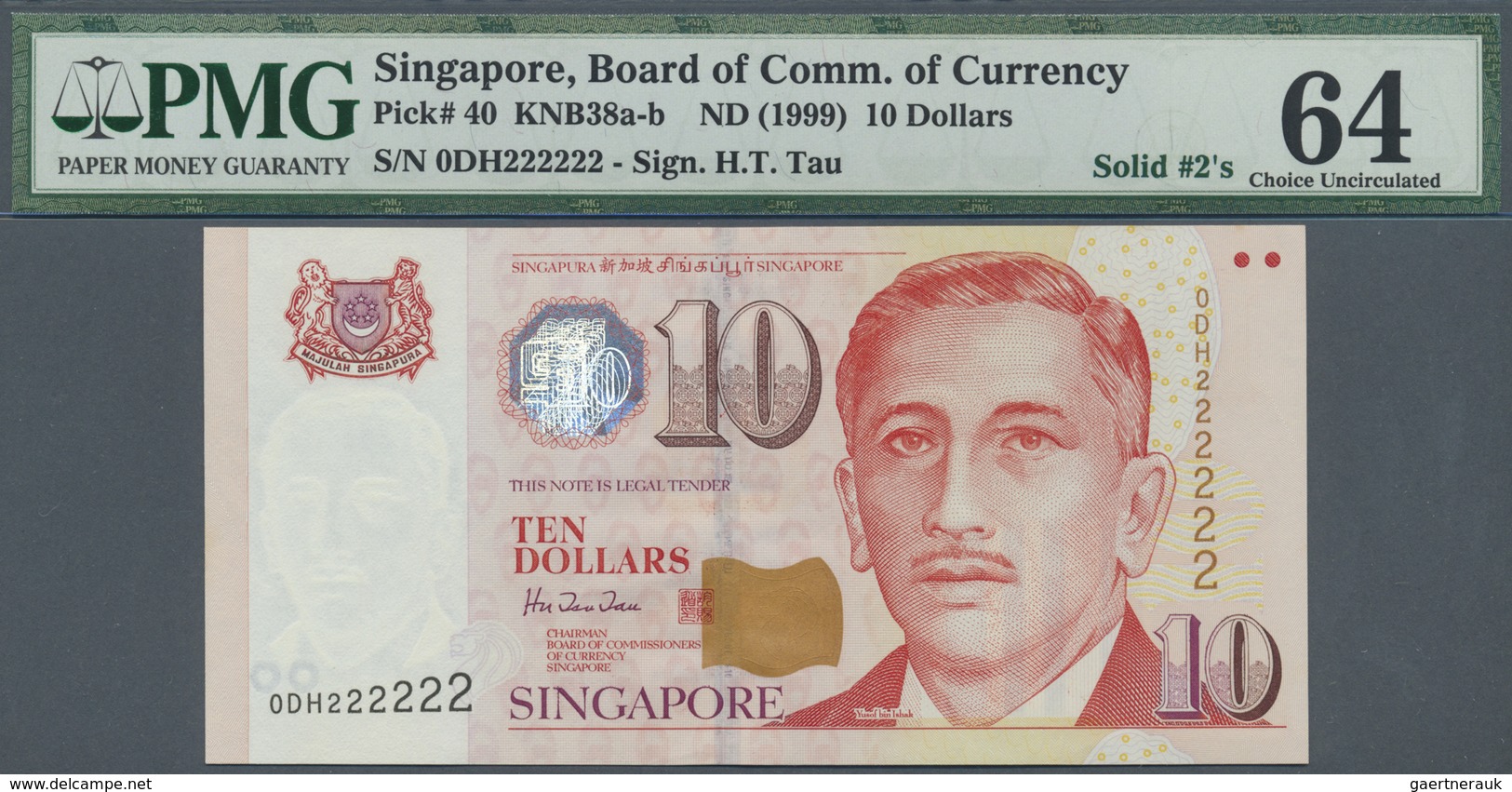 Singapore / Singapur: large and rare set of 10 pcs 10 Dollars ND(1999) P. 40, all with special numbe